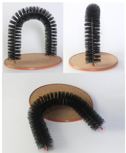 Comfortable Arch Cats Massager Pet Cat Itching Grooming Supplies Round Fleece Base Kitten Toy Scratching Device Brush For Cat Arch Self Grooming and Massaging Brush Toy Pet Scratcher Pads Hair Cleaner