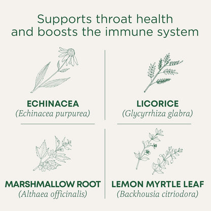 Throat Coat Organic Pectin Throat Drops, Lemon Ginger Echinacea, Soothes Sore Throats, 16Ct.